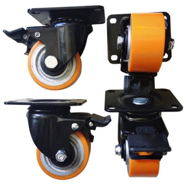 Low profile cast iron pu casters