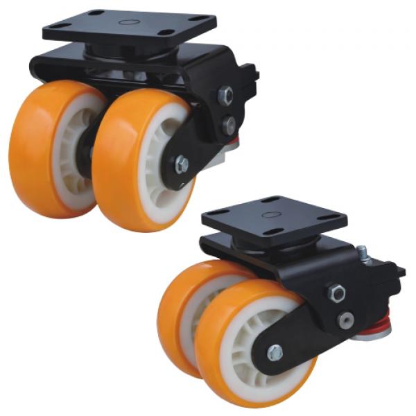 Twin wheels suspension casters