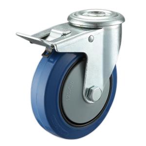 Blue rubber casters bolt hole