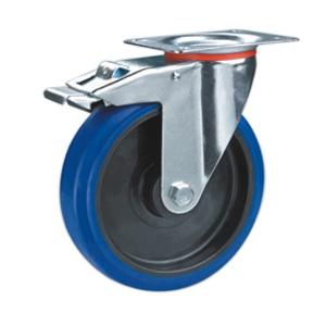 Elastic rubber casters with brake
