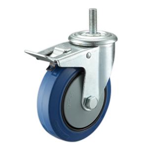 Elastic rubber casters with total lock