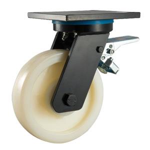 Extra heavy duty nylon casters with rear brake