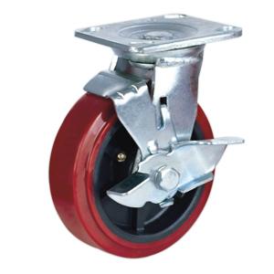 PU caster wheel with side brake