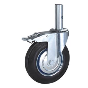 Rubber scaffold caster with solid stem