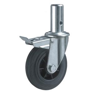 Rubber scaffold caster with solid stem