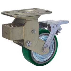 Spring loaded casters with brake