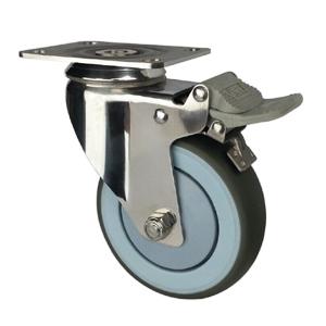 Stainless steel casters with brake