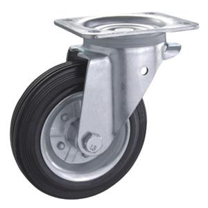 Steel rim rubber waste bin caster