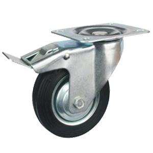 Swivel Rubber Caster With Brake