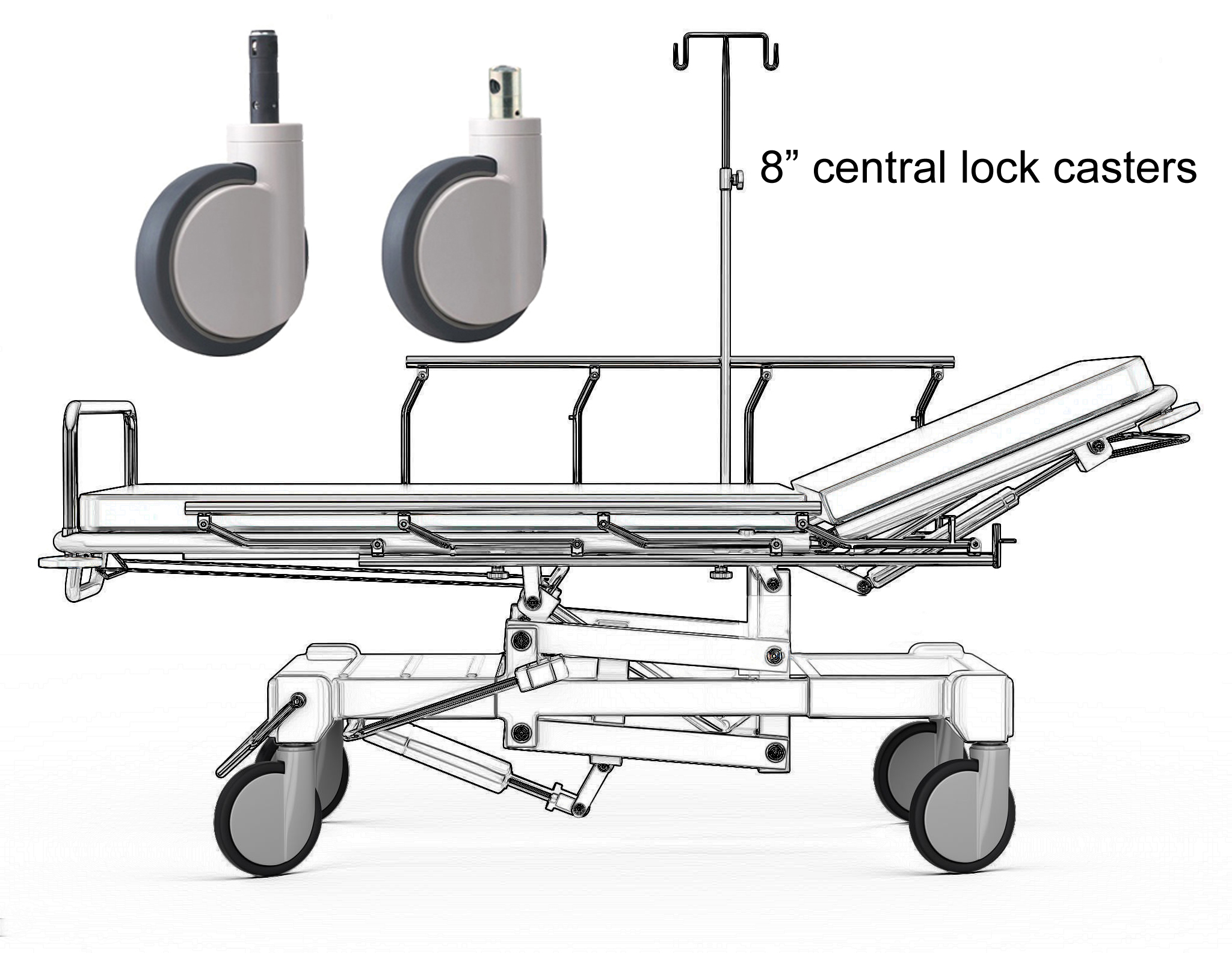 8 inch central lock casters