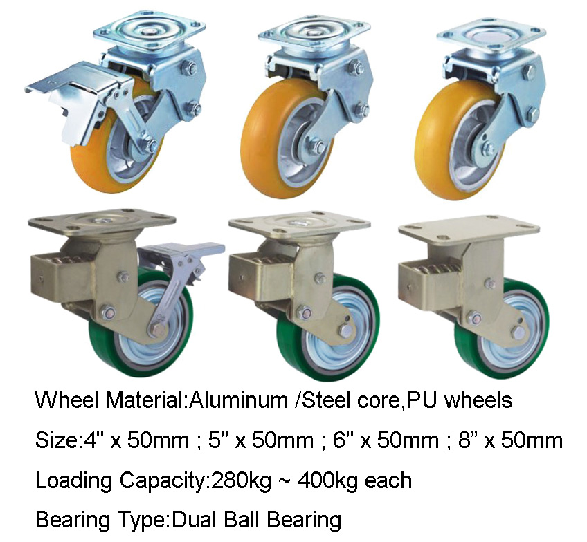 Cylficl FANYF 1in Rubber Casters,Heavy-Duty Shock-Absorbing Casters,casters with Brakes and Springs,Height-Adjustable,Heavy Load 80kg,Brake Color : Swivel 